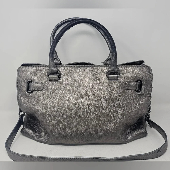 MICHAEL KORS HAMILTON JEWELL NICKEL LEATHER GUNMETAL LARGE TOTE BAG - Picture 2 of 15